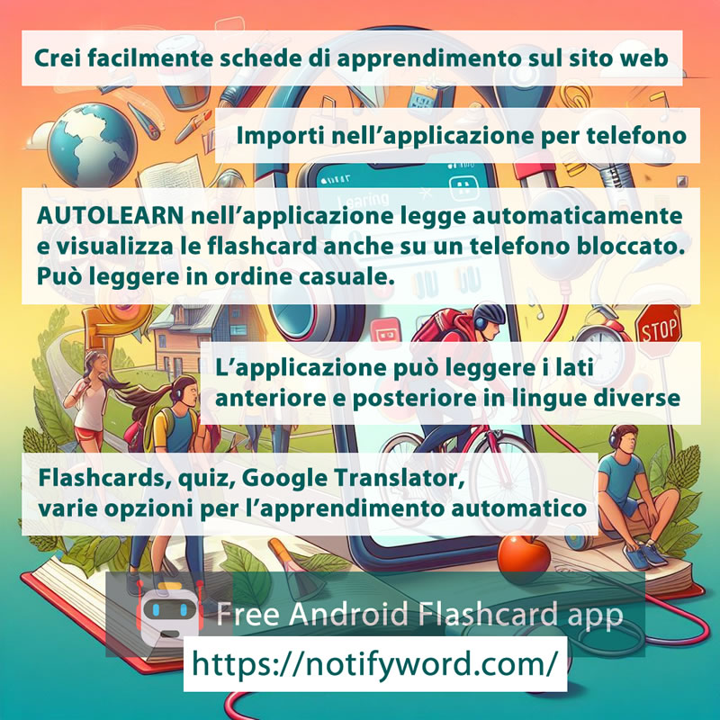 Applicazione di apprendimento automatico con flashcards